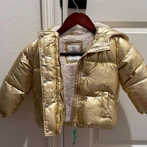 GAP Kids Shiny Gold Puffer Coat